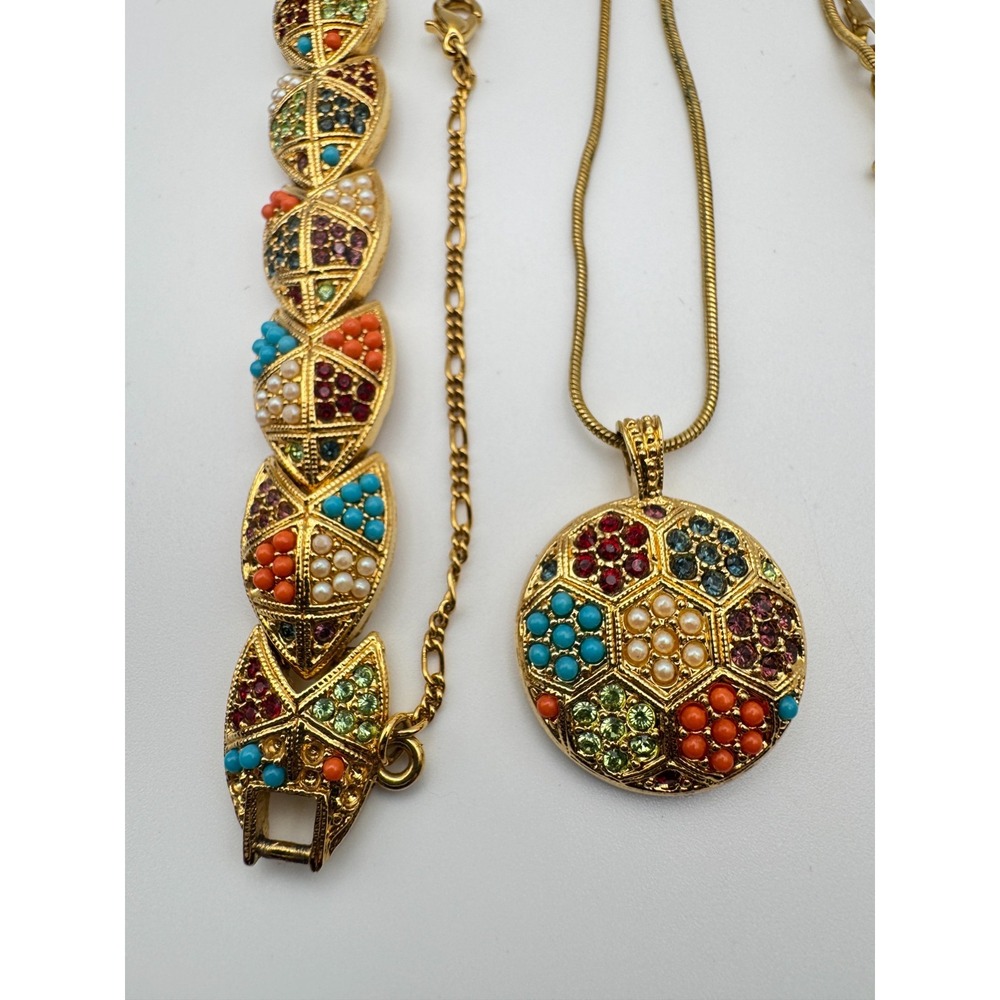Vintage D'Orlan Necklace Bracelet Set Buried Treasure Swarovski READ